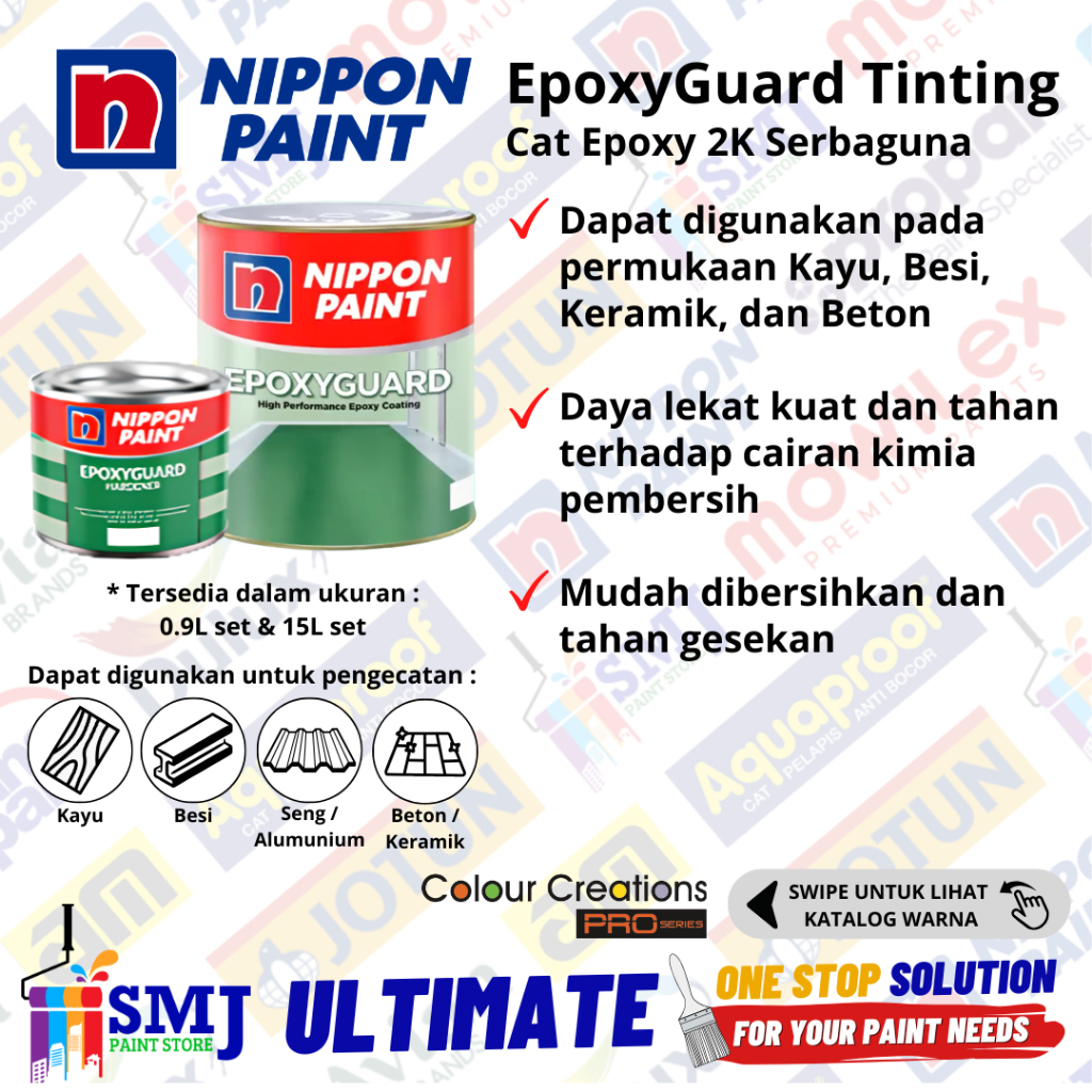 EpoxyGuard Warna Tinting NIPPON PAINT Cat Epoxy 2K Serbaguna 15L