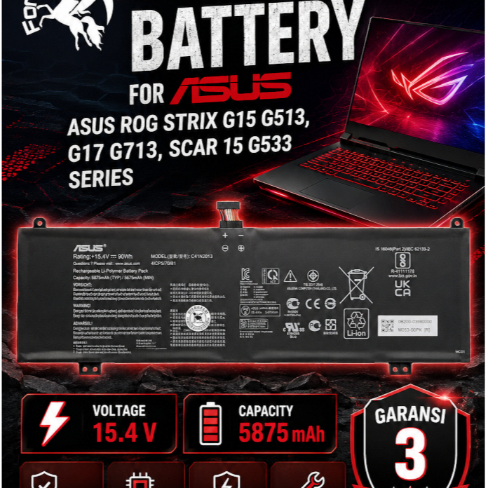 As*s C41N2013 Laptop Battery 0B200-03880-100 H5600QM ROG Strix G15 G513 ROG Strix G17 G713 ROG STRIX