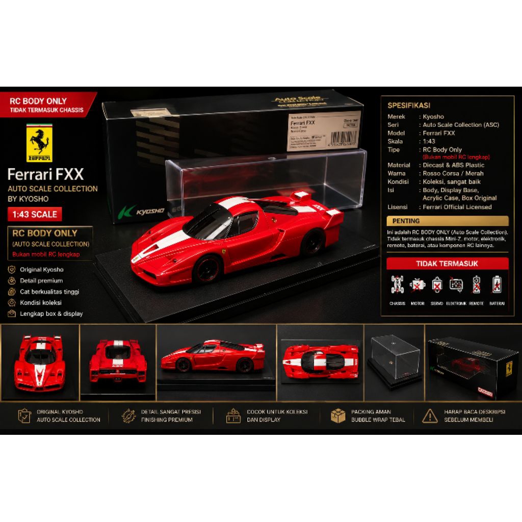 Kyosho dNaNo Ferrari FXX Red 1:43 DNX506R Auto Scale Collection Original