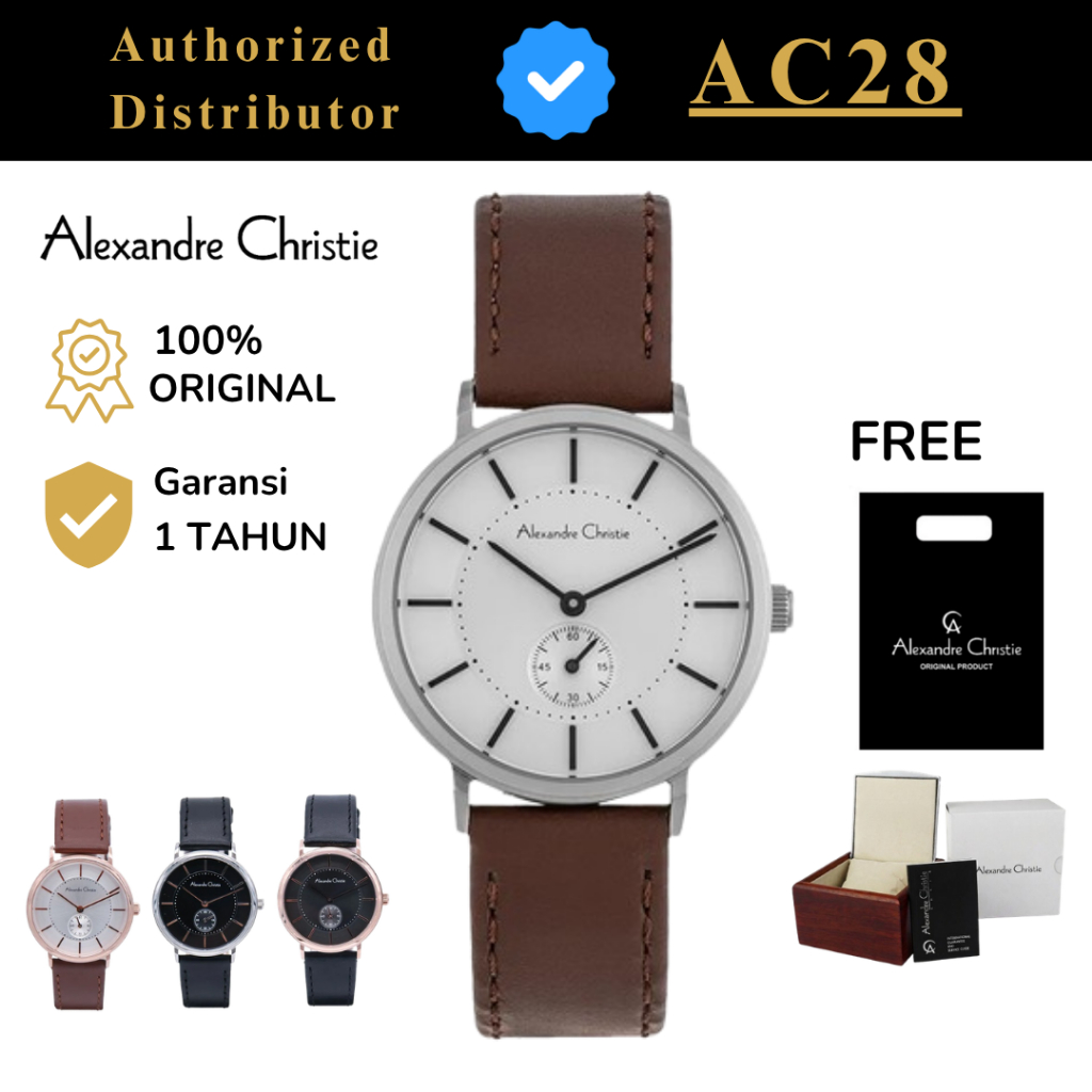 Jam Tangan Wanita Alexandre Christie AC 8493 / ac8493 / 8493 Leather Original