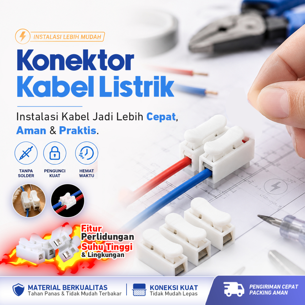 Konektor Kabel Listrik | Quick Connect Terminal Konektor Kabel Praktis CH-2