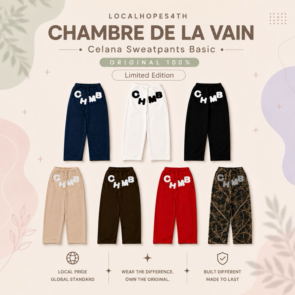 [ORIGINAL 100%] Celana Sweatpants Chambre De La Vain - Sweatpants CHMB - Celana Chmb Purdy Black - C