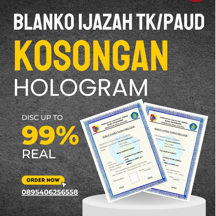 IJAZAH KOSOSNGAN KELULUSAN TK & PAUD – FILE DIGITAL SIAP EDIT