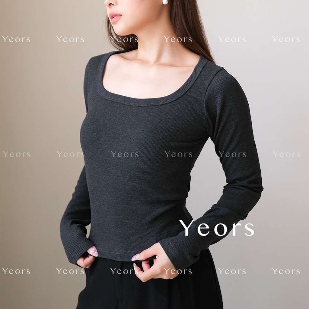 Yeors - Mia Top - Basic Long Sleeve Rib Knit Top - Atasan Wanita Bahan Rib Tebal Premium - Premium R