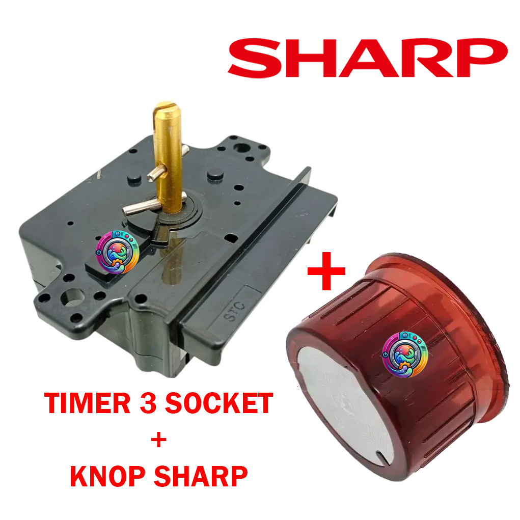 Timer Wash Pencuci 3 Socket + Knop MERAH Mesin Cuci 2 Tabung SHARP ES-T1090 ES-971DM