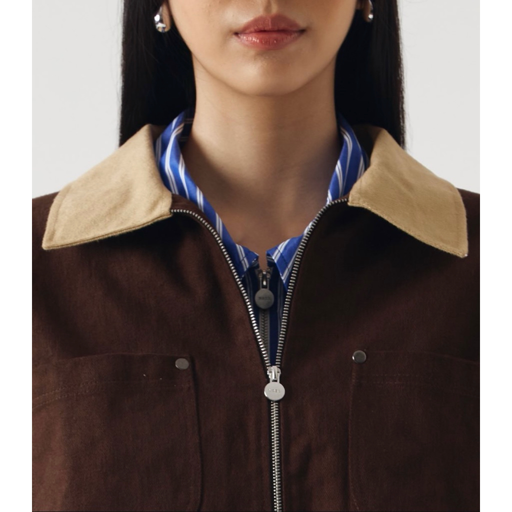 NASL by Nagita Slavina Darck Brown Rivetline Jacket