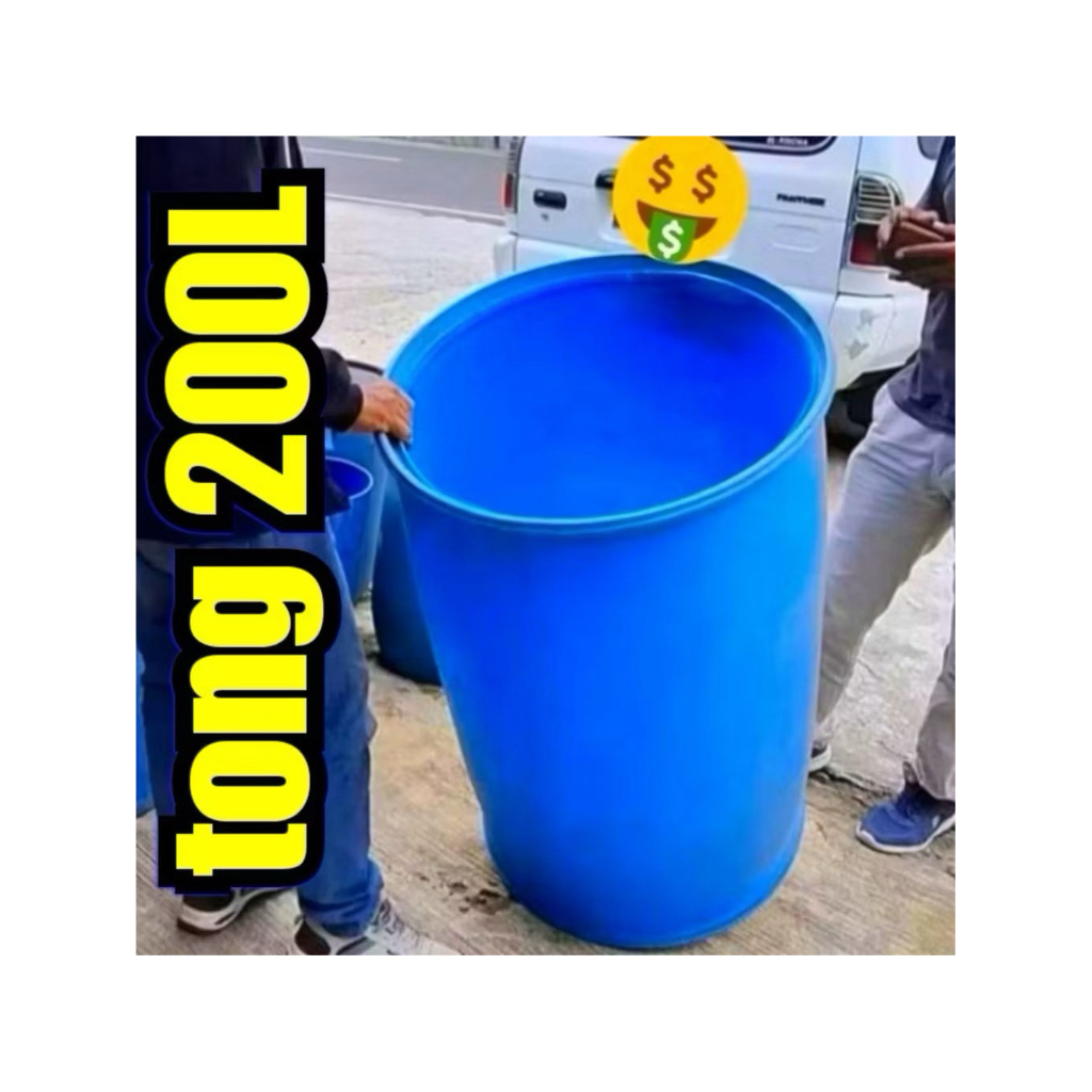 Drum Biru plastik 200 Liter terbuka HDPE - tong plastik terbuka 200 liter
