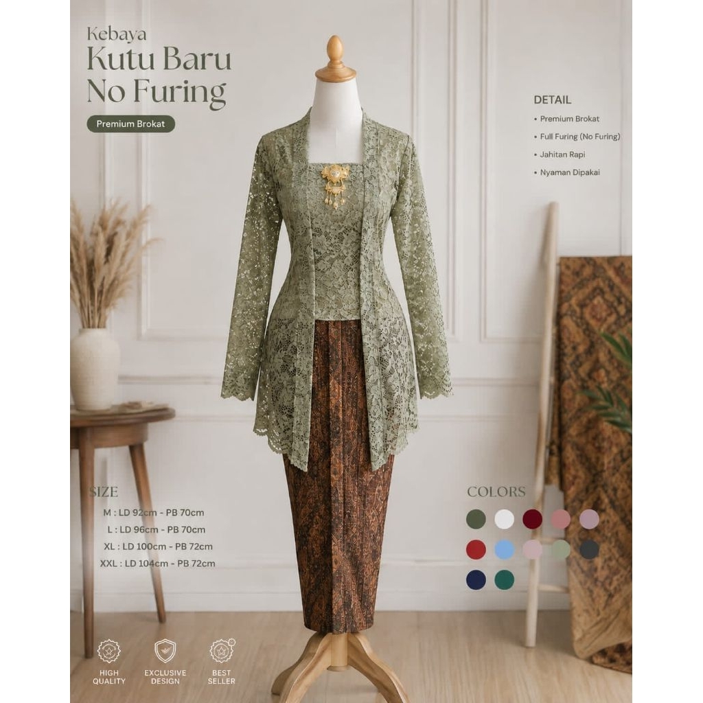 Kebaya kutubaru brukat tanpa furing/kebaya NO FURING