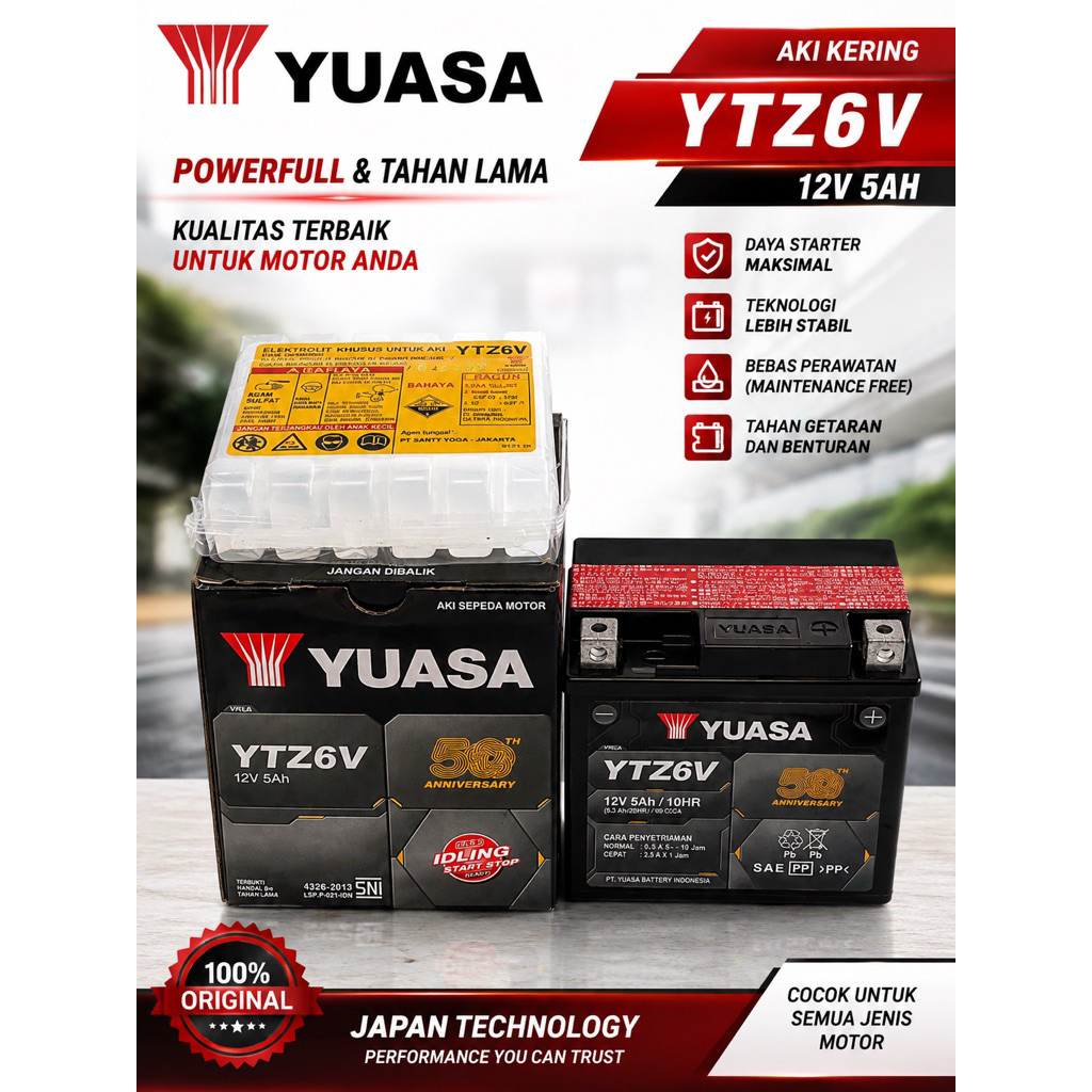 Aki Kering YUASA YTZ6V 12V/5AH