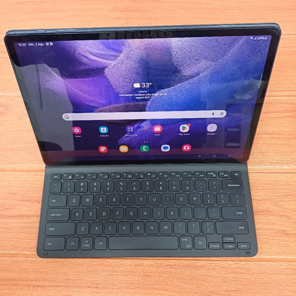 Samsung Tablet Tab S7 FE Plus 5G Ram 6 Ssd 128 GB Unit Keyboard Dan Pencil Tanpa Box Unit Second Sia