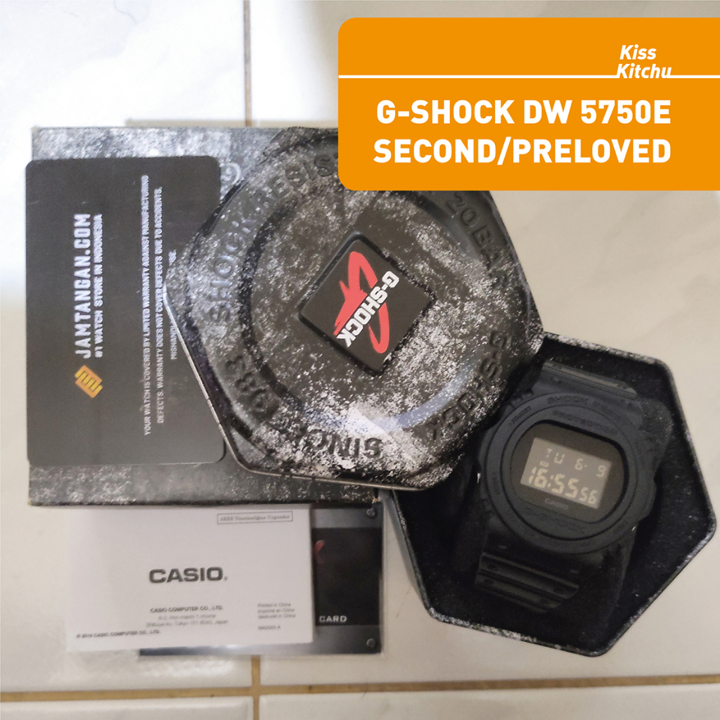 Jam Tangan Casio G-Shock DW 5750E Full Black Original Second / Preloved Kolpri Terawat Kondisi 90%