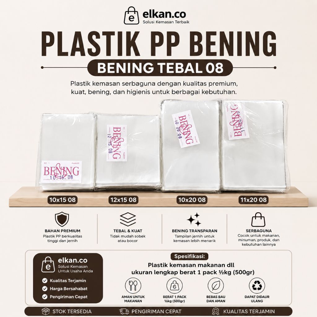 Plastik PP BENING tebal 08 10x15 12x15 10x20 11x20 kemasan makanan