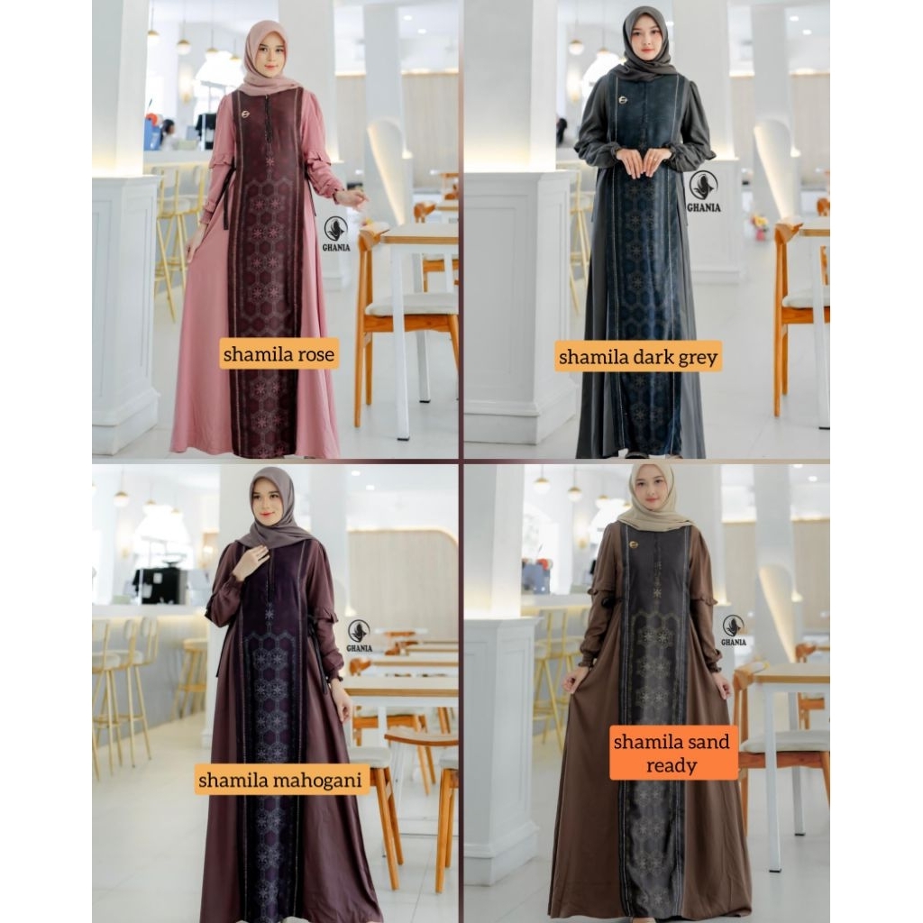 GHANIA SHAMILA DRESS gamis muslimah dewasa remaja cantik simpel elegan