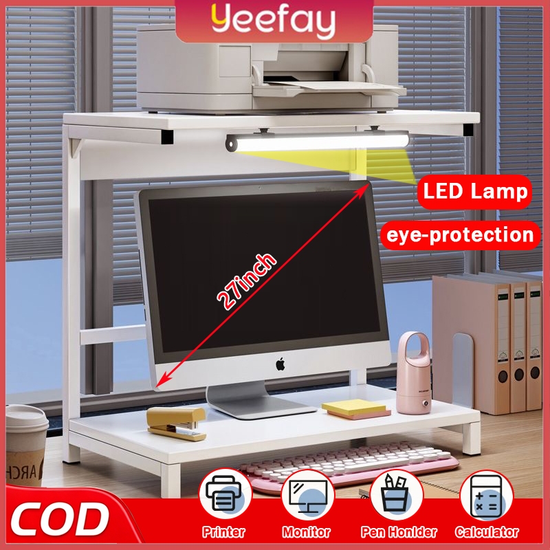 Rak Monitor Komputer 48cm dan 60cm Stand Monitor Meja Printer Desktop Kayu Minimalis