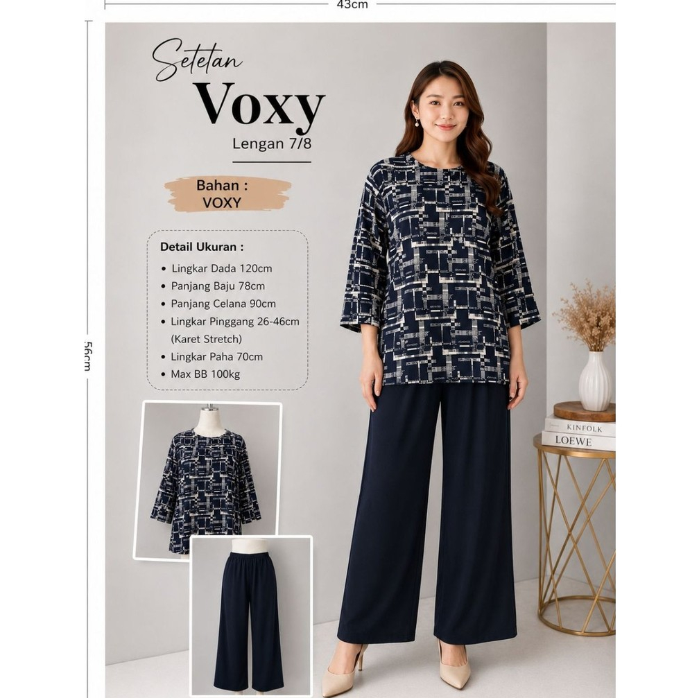 Setelan wanita ld 120 bahan voxy premium