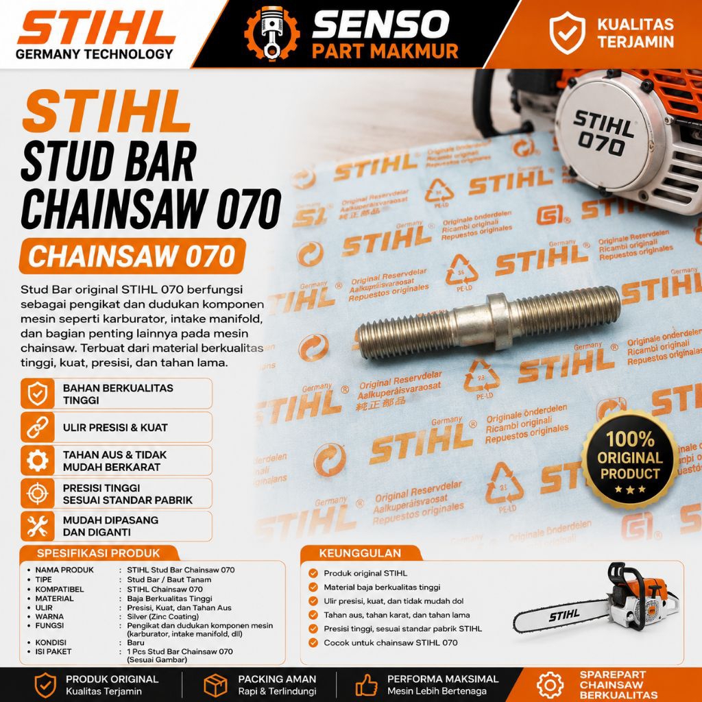 baut bar chainsaw sthil 070 senso besar baut bar sthil