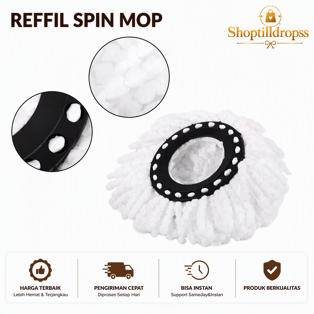 Kain Pel Refill Mop Spin | Kain Pel Lantai | Kain Pel Otomatis | Mop Refill Microfiber