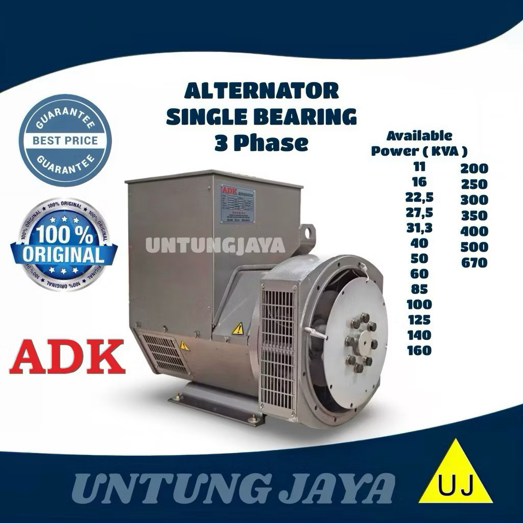 DINAMO LISTRIK ALTERNATOR GENERATOR ADK SINGLE BEARING 40 KVA 32 KW // ADK GENERATOR SINGLE BEARING 