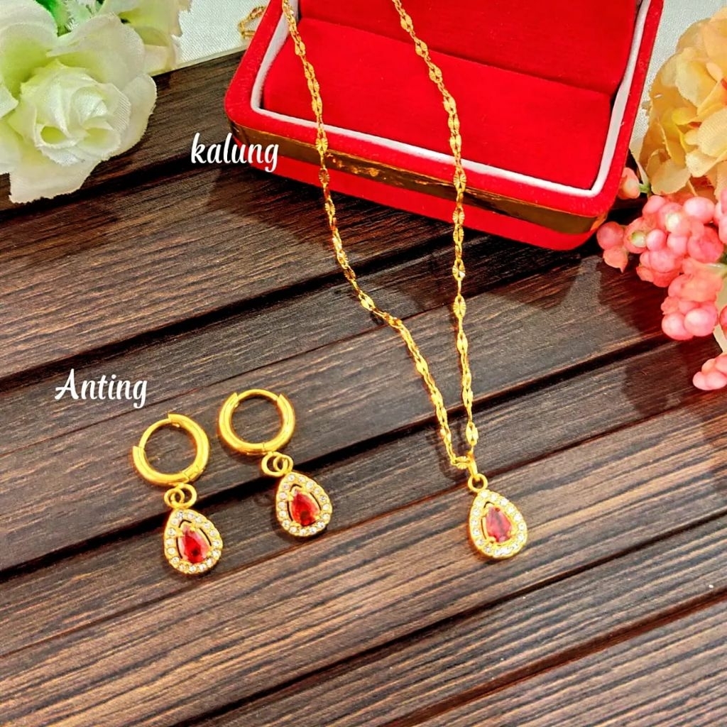 Set (Kalung, Gelang, Anting) Titanium Import Asli