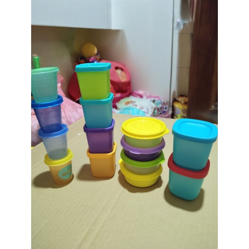 wadah sambel tempat mpasi kecil snack cup petite 150ml tupperware second preloved