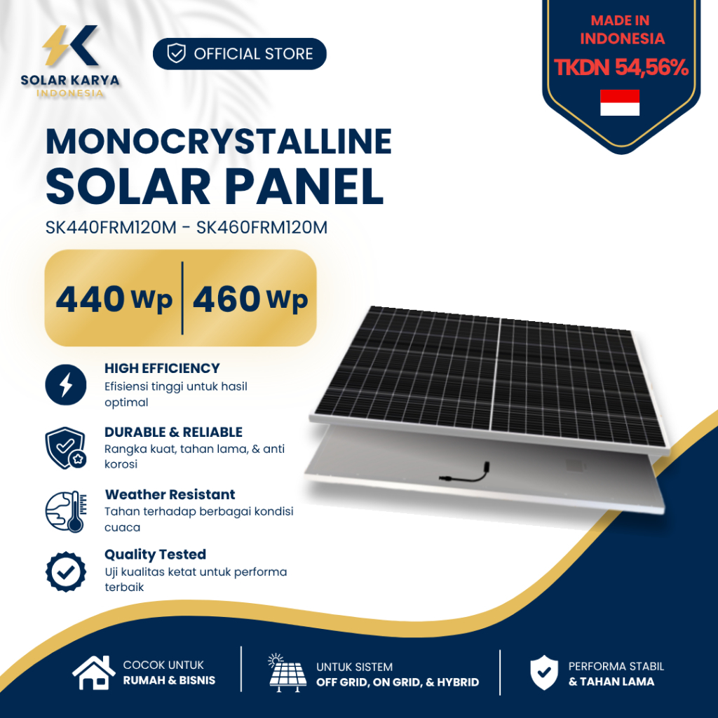 Solar Panel Surya Monocrystalline 440 WP – 450 WP - 460 WP Solar Karya Indonesia
