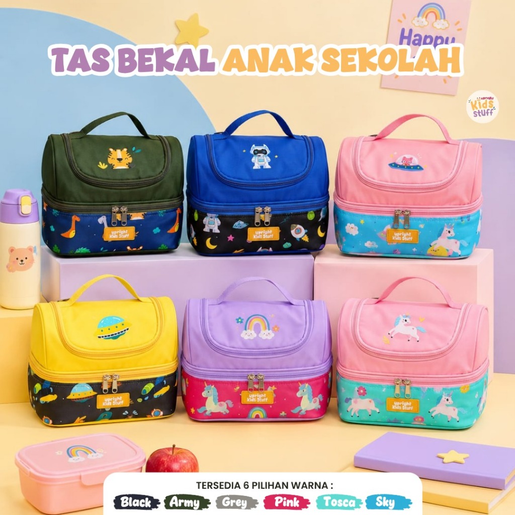 Upright Kids Stuff - Tas Bekal Anak Double Decker Cordura Premium/ Lunch Bag Kotak Makan Dua Tingkat