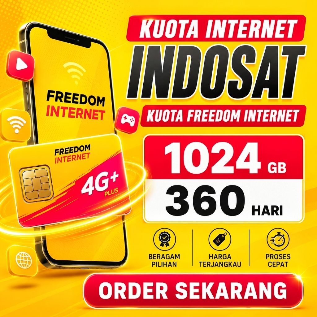 Kuota Internet Indosat Freedom Internet 1024 GB Masa Aktif 360 Hari Paket Internet Tahunan Indosat