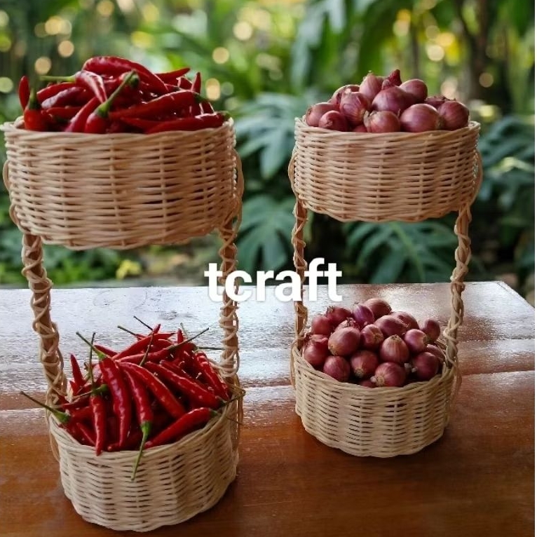 rak bawang rotan mini