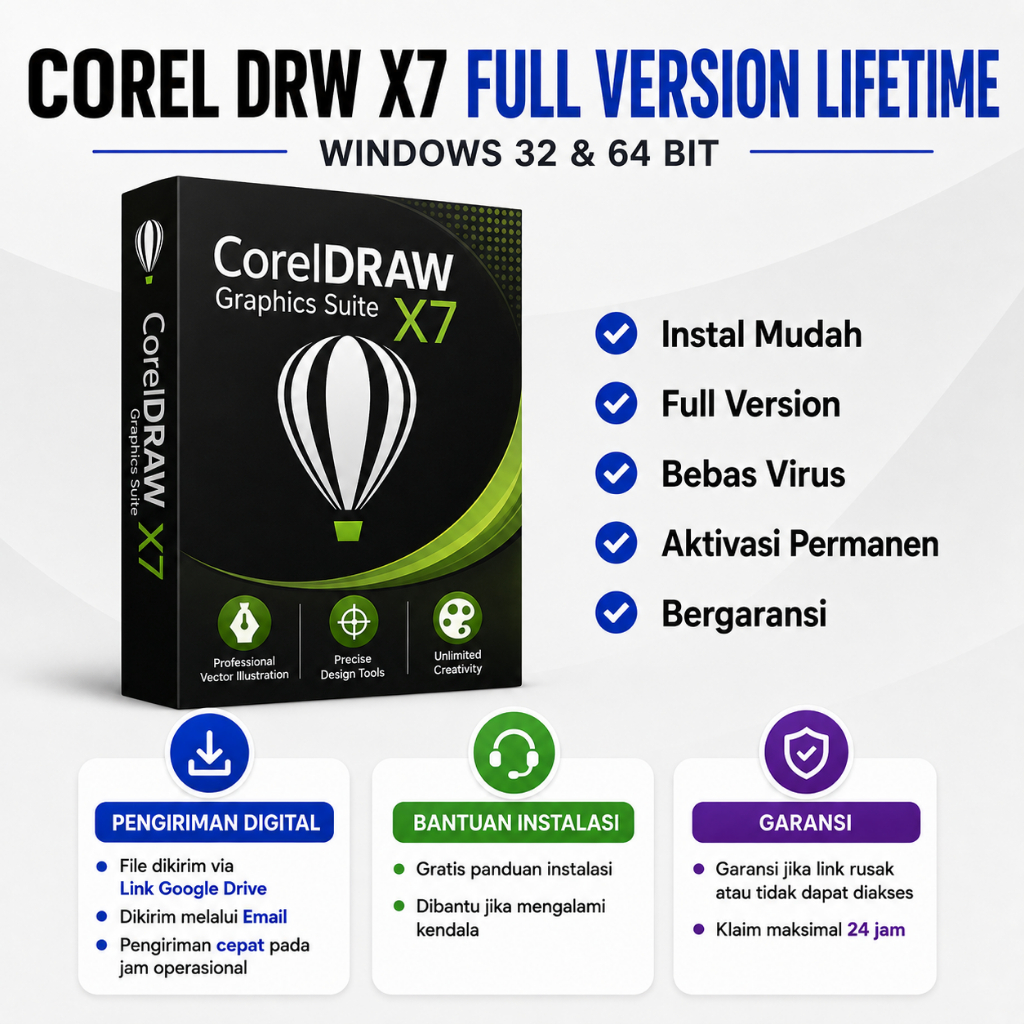 CorelDRAW X8 X7 X6 X5 X4 X3 Full Version Original Lifetime | Windows 32/64 Bit