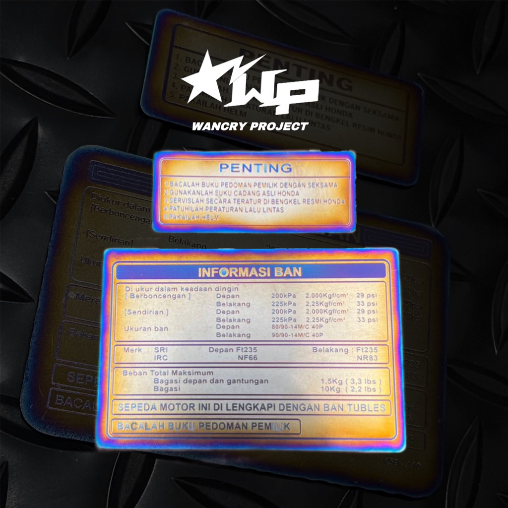 Emblem Informasi ban set Honda Titanium
