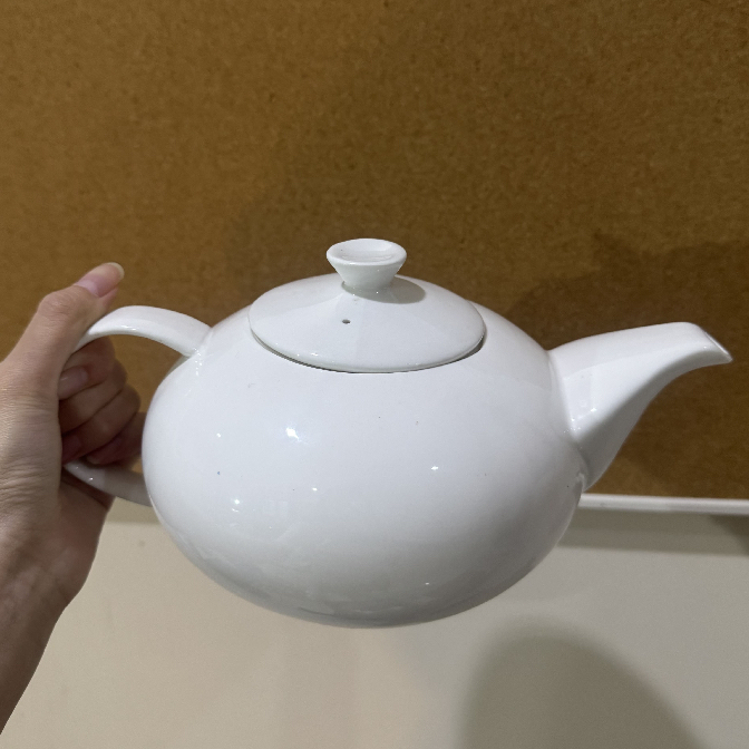Teko Poci Keramik Putih Polos + Tutup 450 ML | Wadah Teh Chinese | Harga Satuan