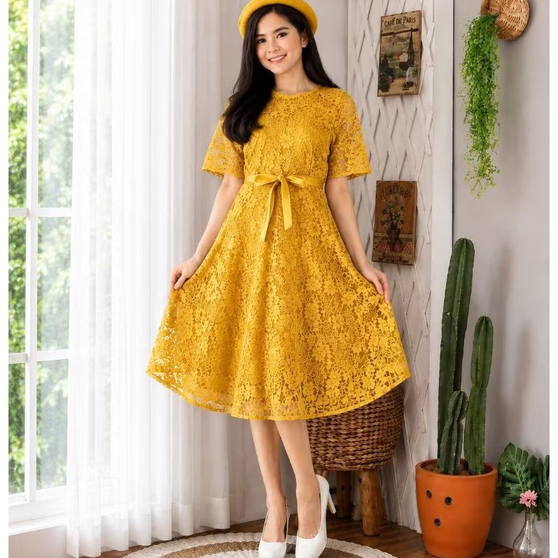 Dress tali wanita/dress brokat natal/dress brokat pesta