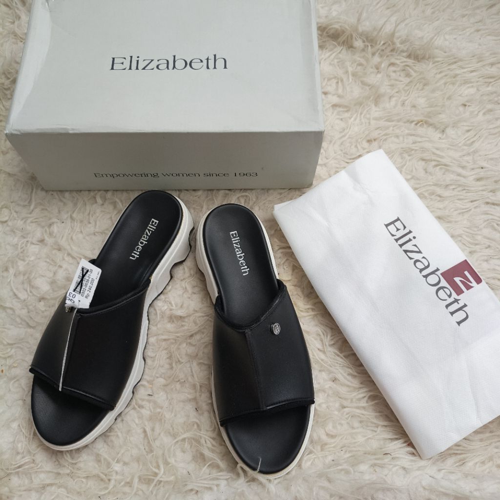 sandal flat elizabeth in black size 38 selop hitam platform