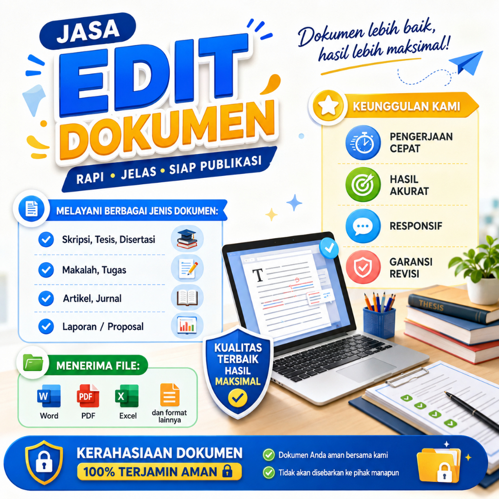 Jasa Edit Dokumen Akademis dan Umum | Proposal | Skripsi| Tugas| Artikel