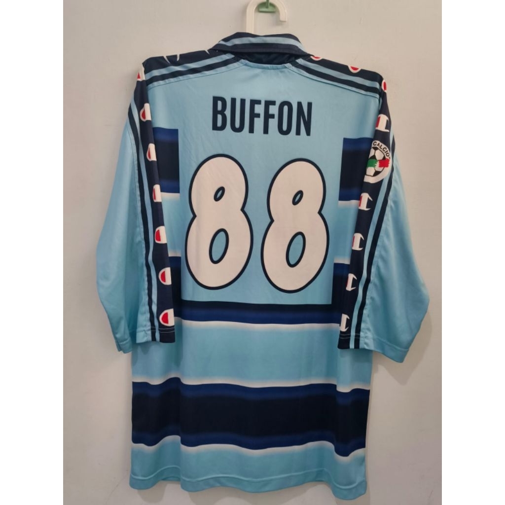 jersey baju bola retro parma kiper biru buffon sport casual