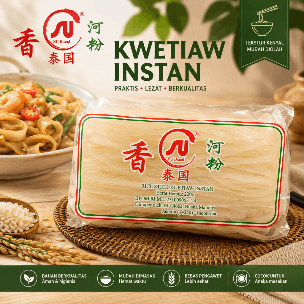Mie Instan / SU Brand Kwetiau Kering / Kwetiaw Kering Instan 220gr