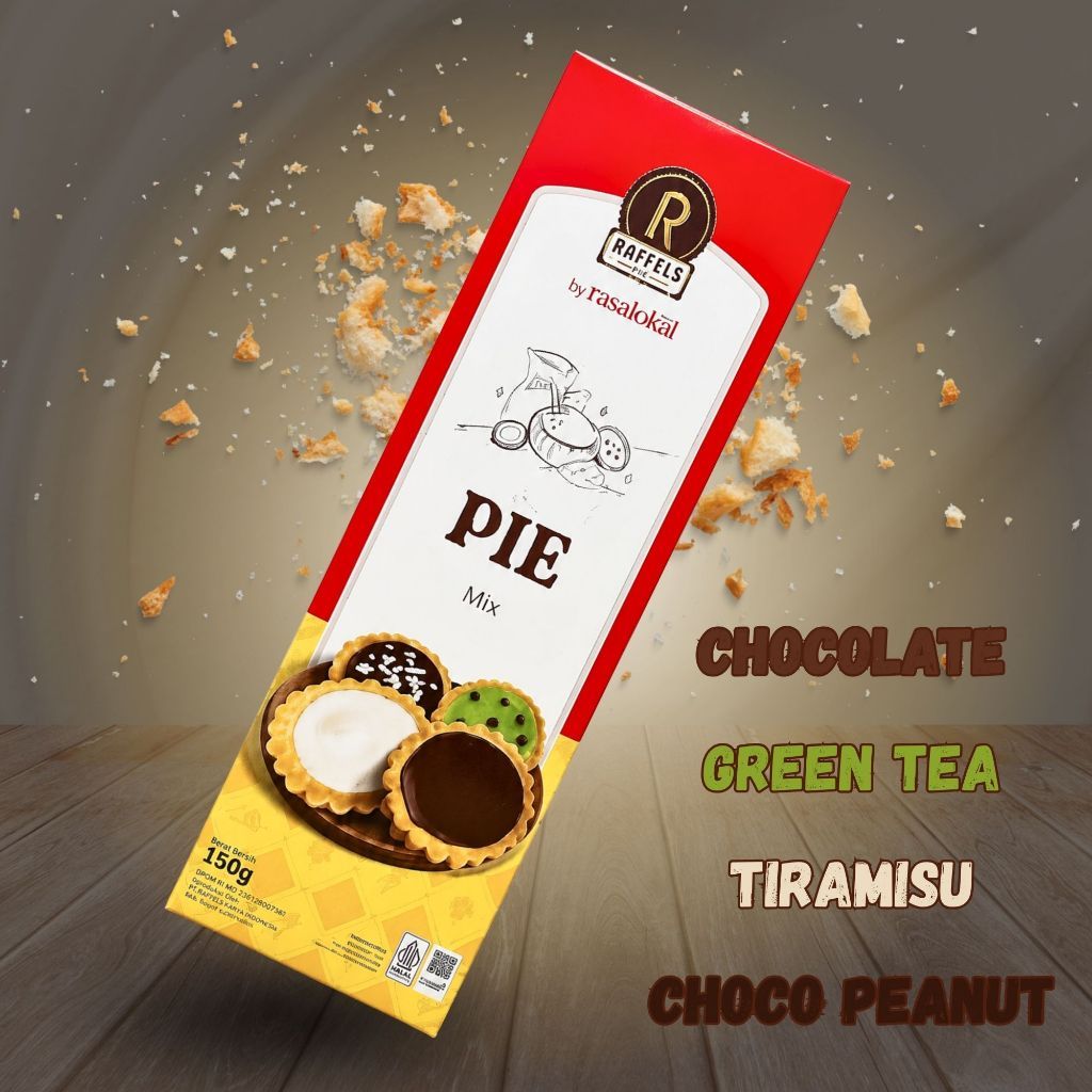 Pie Rafles Mix Pie Mini 4 Varian Rasa Chocolate Green Tea Tiramisu Choco Peanut MIX
