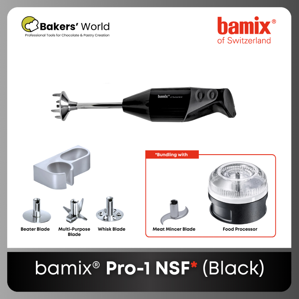 Bamix Pro 1 (Black) - Bundling with Bamix Food Processor & Meat Mincer Blade