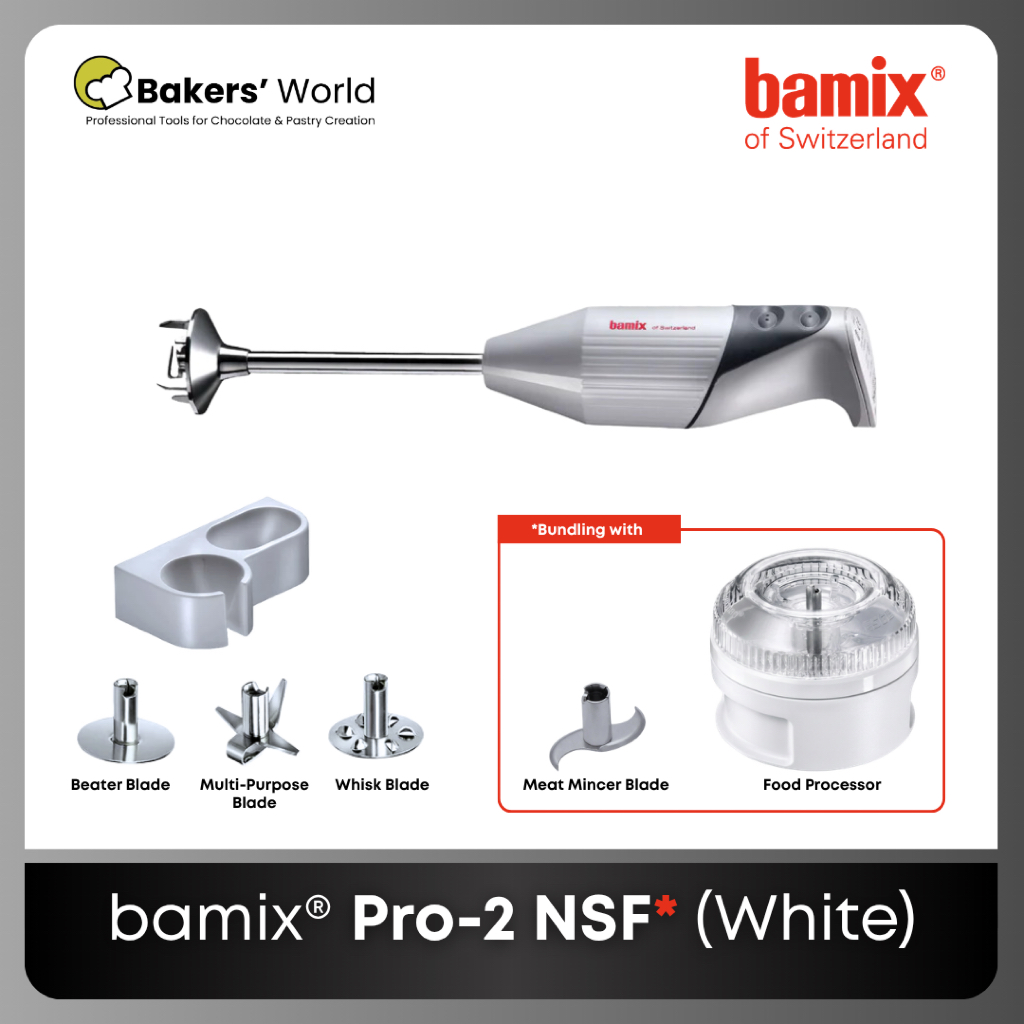 Bamix Pro 2 (White) - Bundling with Bamix Food Processor & Meat Mincer Blade