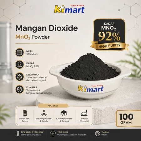 Manganese Dioxide / Mangan Dioksida / MnO2 - Serbuk Hitam Bahan Keramik, Kaca, Baterai & Metalurgi