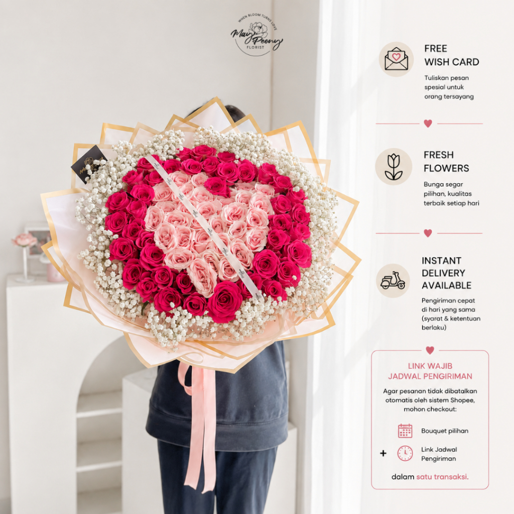 FRESH ROSE BOUQUET 70 STEM - BUKET BUNGA SEGAR 70 TANGKAI FRESH FLOWERS BOUQUET BUCKET BUNGA ASLI BU