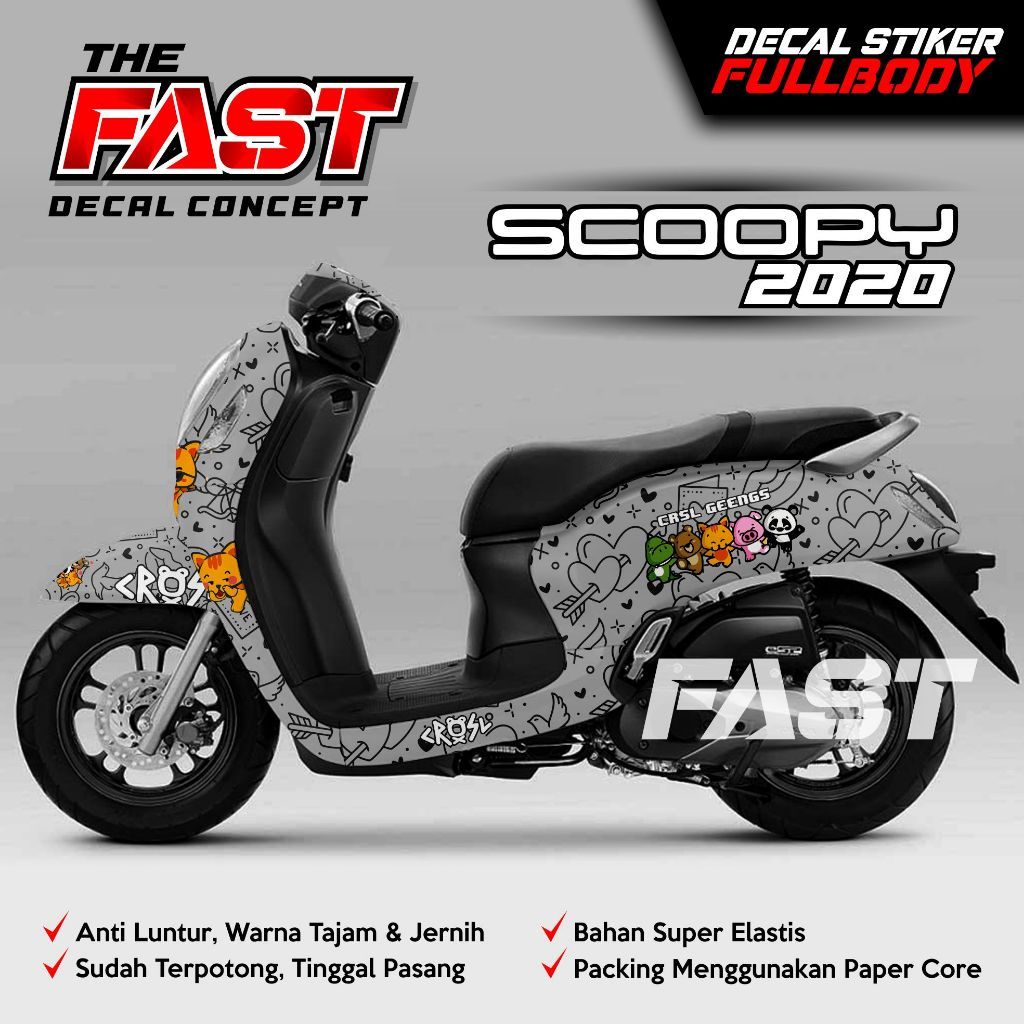 Decal Sticker Custom Full Body SCOOPY NEW KUCING 2020-2023 Decal Stiker Variasi Motor SCOOPY NEW Str