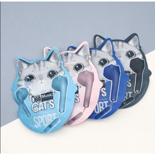 HEADSET LUCU HEADSET EARPHONE HEADSET KUCING MACARON U69