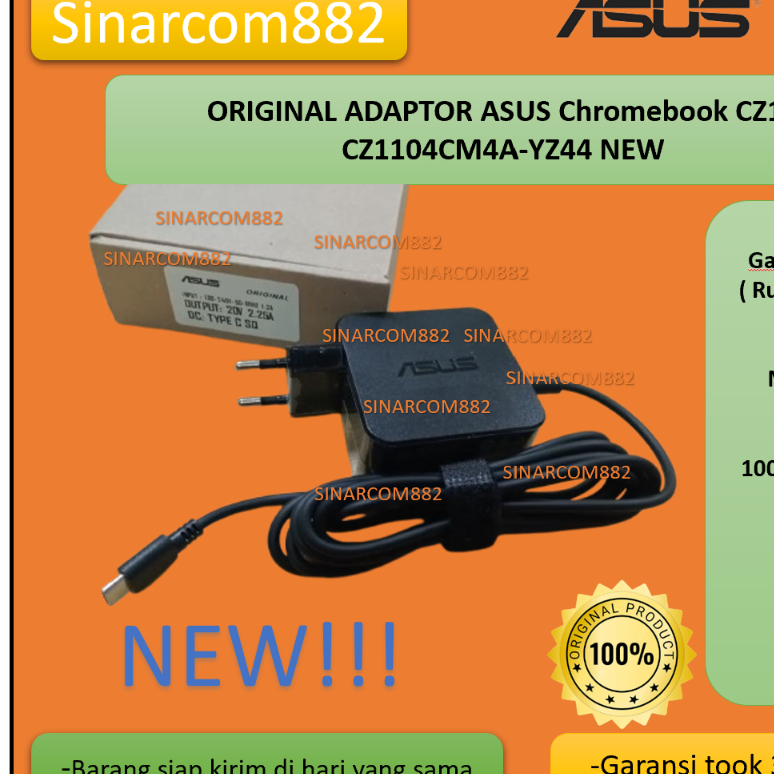 ORIGINAL ADAPTOR ASUS Chromebook CZ11 CZ1104CM4A-YZ44 CHROMEBOOK SERIES NEW