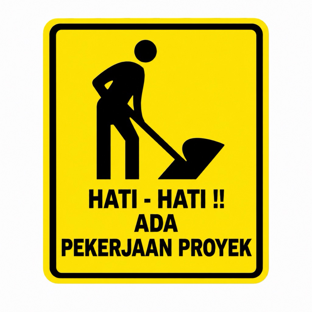 HATI-HATI ADA PEKERJAAN PROYEK - 40x60cm (Include Tiang)