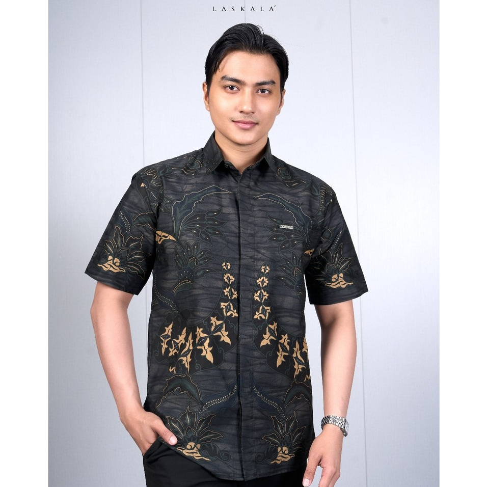 Laskala Batik Premium Putra Kemeja Batik Pria Slimfit Lengan Pendek