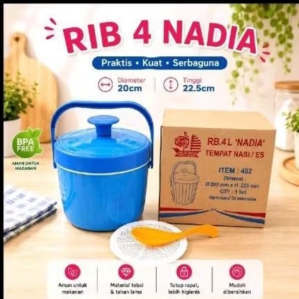 COD Rice Bucket Nadia 4 liter air Termos Nasi Termos Es Tempat Es Batu Tempat Nasi Rantang Mini Term