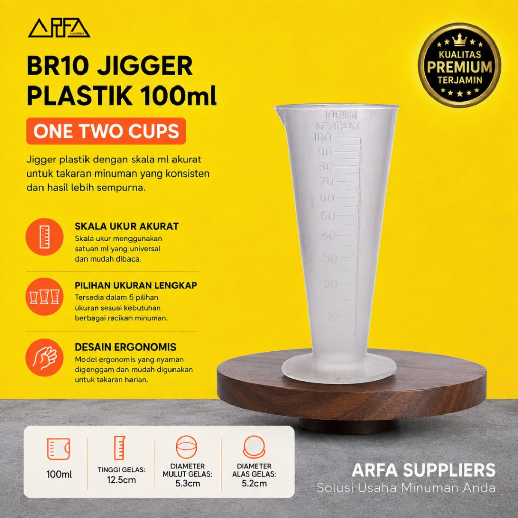 BR10 Jigger Plastik 100ml One Two Cups