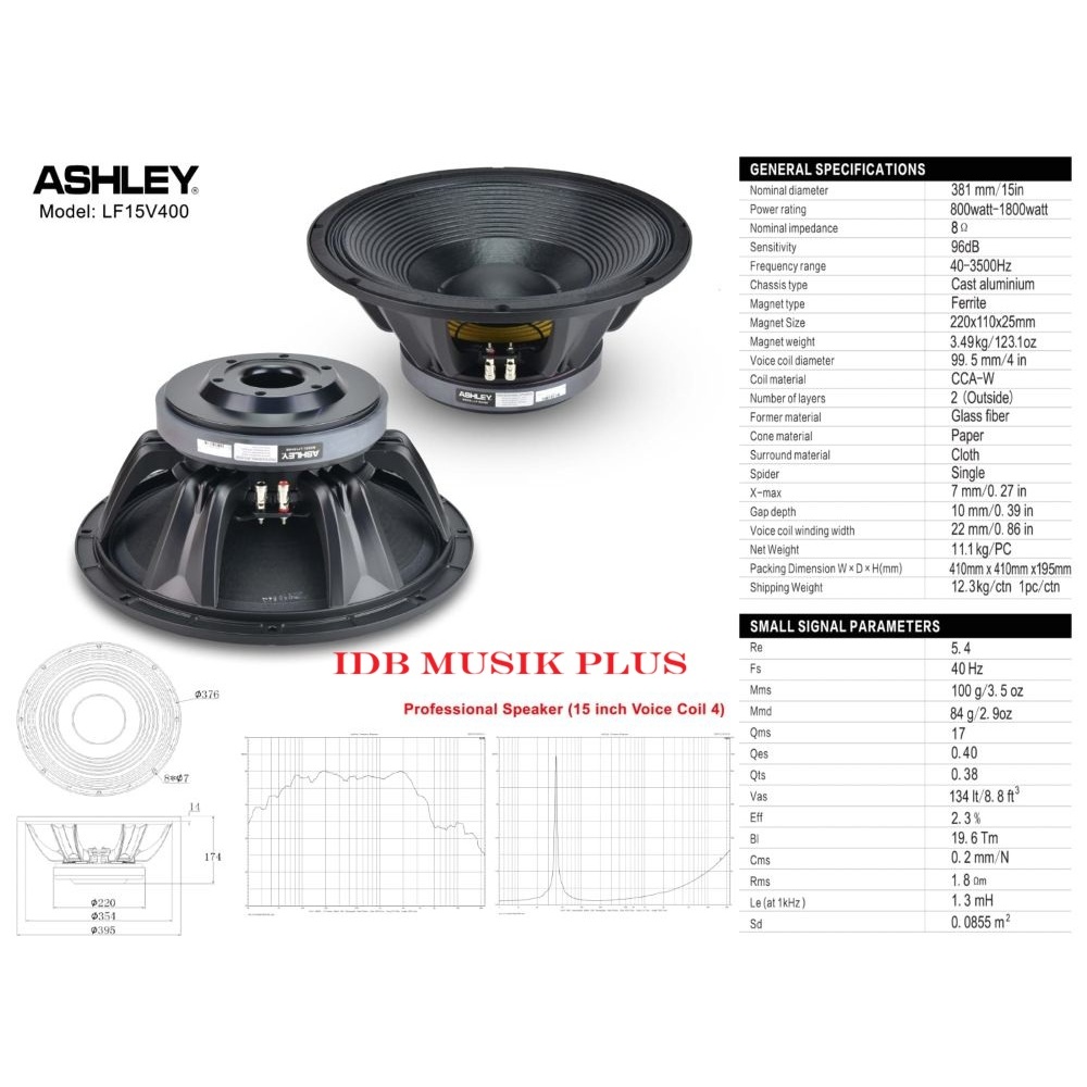 Speaker 15" Ashley LF15V400 LF15 V400 Original