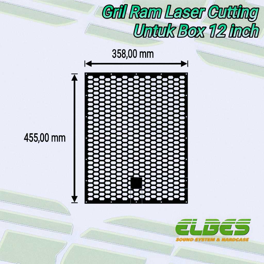 Ram gril box speaker 12in subwofer laser cutting plat 1,2mm